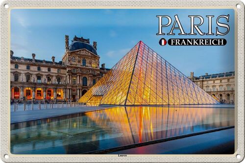 Blechschild Reise 30x20cm Paris Frankreich Louvre Museum