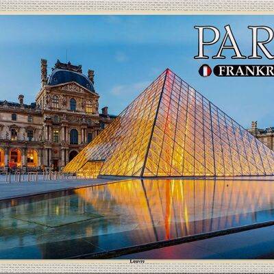 Cartel de chapa Viaje 30x20cm París Francia Museo del Louvre
