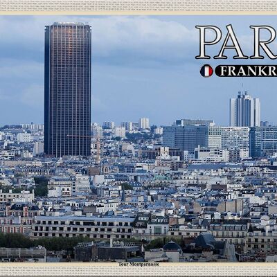 Targa in metallo da viaggio 30x20 cm Parigi Francia Montparnasse grattacielo