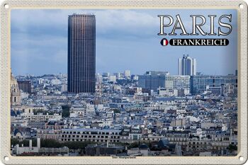 Plaque en tôle voyage 30x20cm Paris France Montparnasse gratte-ciel 1