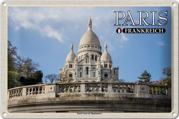 Plaque en tôle Voyage 30x20cm Paris France Sacré-Cœur de Montmartre 1