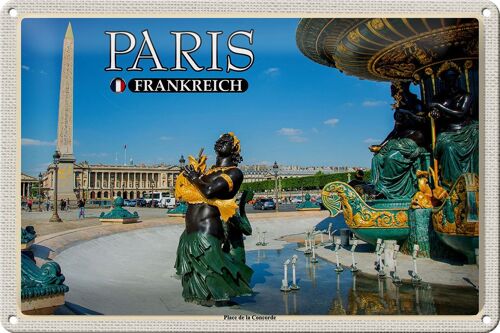 Blechschild Reise 30x20cm Paris Frankreich Place de la Concorde