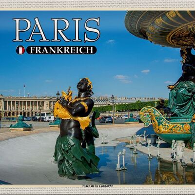 Cartel de chapa Viaje 30x20cm París Francia Place de la Concorde