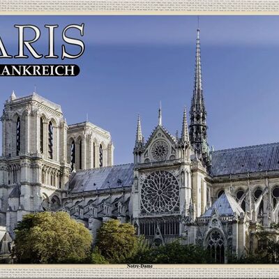 Blechschild Reise 30x20cm Paris Frankreich Notre-Dame Kathedrale