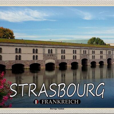 Targa in metallo da viaggio 30x20 cm Strasburgo Francia Barrage Vauban