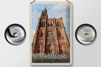 Plaque en tôle Voyage 20x30cm Strasbourg France Münster 2