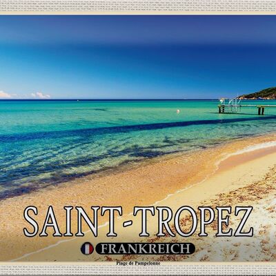 Cartel de chapa viaje 30x20cm Saint-Tropez Plage de Pampelonne