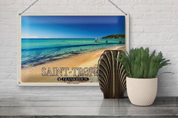 Plaque tôle voyage 30x20cm Saint-Tropez Plage de Pampelonne 3