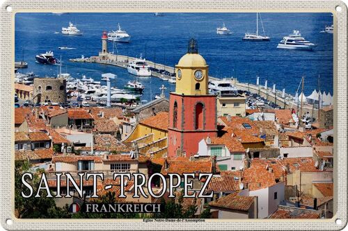 Blechschild Reise 30x20cm Saint-Tropez Eglise Notre-Dame-de