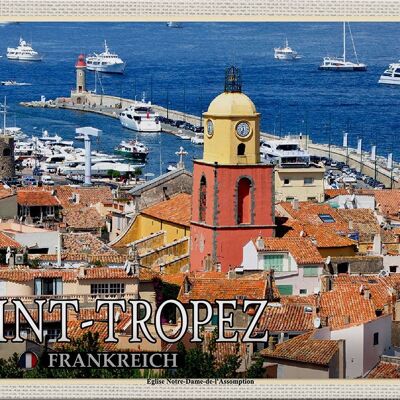 Blechschild Reise 30x20cm Saint-Tropez Eglise Notre-Dame-de