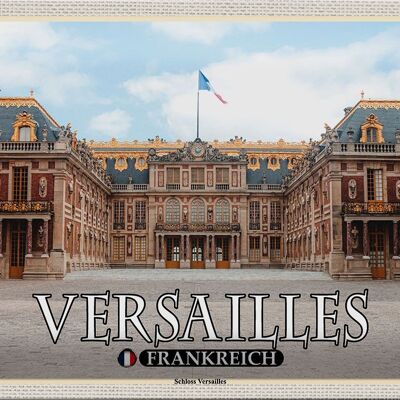 Cartel de chapa de viaje 30x20cm Vista frontal del castillo de Versalles Francia
