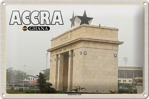 Blechschild Reise 30x20cm Accra Ghana Independence-Arch