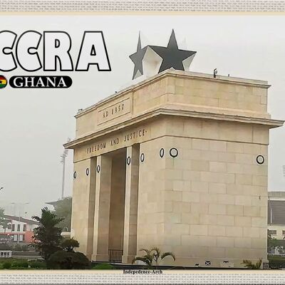 Targa in metallo da viaggio 30x20 cm Accra Ghana Independence Arch