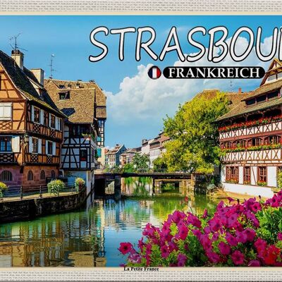 Targa in metallo da viaggio 30x20 cm Strasburgo Francia La Petite France