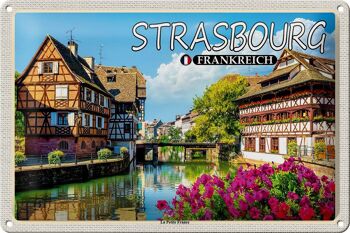 Plaque en tôle Voyage 30x20cm Strasbourg France La Petite France 1