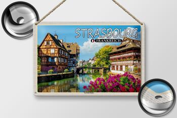 Plaque en tôle Voyage 30x20cm Strasbourg France La Petite France 2