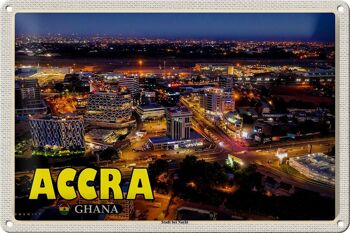 Plaque en tôle voyage 30x20cm Accra Ghana ville la nuit 1