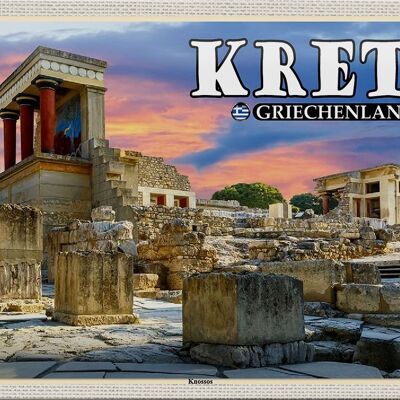Cartel de chapa de viaje, 30x20cm, Creta, Grecia, Knossos, Palasttin