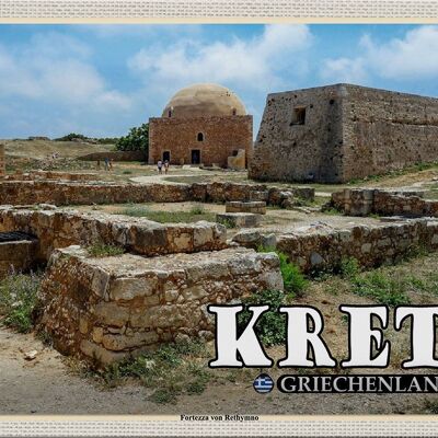 Cartel de chapa Travel 30x20cm Creta Grecia Fortezza de Rethymno