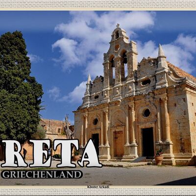 Cartel de chapa de viaje 30x20cm Creta Grecia Monasterio de Arkadi