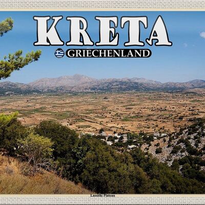 Cartel de chapa de viaje, 30x20cm, Creta, Grecia, meseta de Lassithi