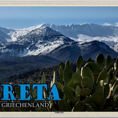 Targa in metallo da viaggio 30x20 cm Creta Grecia Lefka Ori Mountains