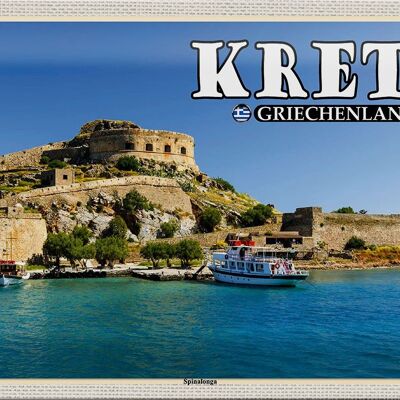 Targa in metallo da viaggio 30x20 cm Creta Grecia Isola di Spinalonga