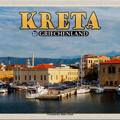 Targa in metallo da viaggio 30x20 cm Creta Grecia Porto Veneziano