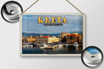 Panneau de voyage en étain, 30x20cm, Crète, grèce, port vénitien 2