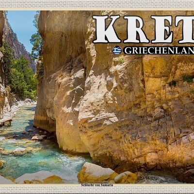 Cartel de chapa Travel 30x20cm Creta Grecia Garganta de Samaria