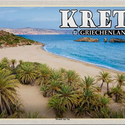Targa in metallo da viaggio 30x20 cm Creta Grecia Spiaggia di Vai