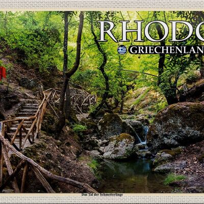 Blechschild Reise 30x20cm Rhodos Griechenland Tal der Schmetterlinge