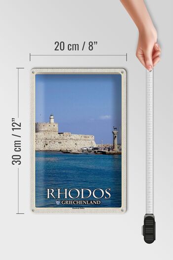 Panneau en étain voyage 20x30cm Rhodes Grèce port de Mandraki 4