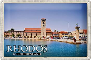 Signe en étain voyage 30x20cm, Rhodes, grèce, ville, vacances en mer 1