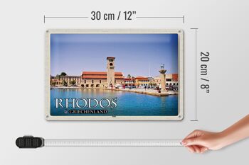 Signe en étain voyage 30x20cm, Rhodes, grèce, ville, vacances en mer 4