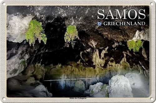 Blechschild Reise 30x20cm Samos Griechenland Höhle des Pythagoras
