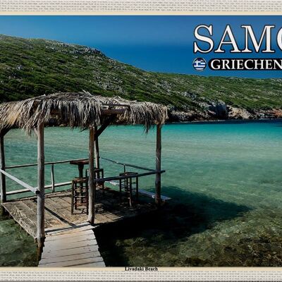 Cartel de chapa Travel 30x20cm Samos Grecia Livadaki Beach Sea