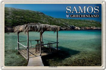 Signe en étain voyage 30x20cm, Samos grèce Livadaki plage mer 1