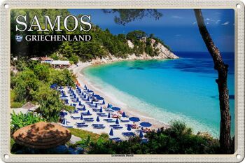 Panneau de voyage en étain, 30x20cm, Samos, grèce, Lemonakia, plage 1