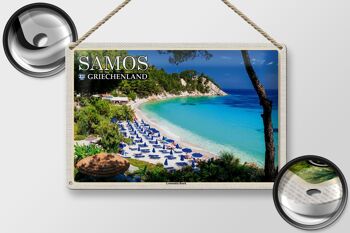 Panneau de voyage en étain, 30x20cm, Samos, grèce, Lemonakia, plage 2