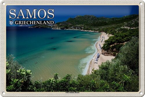 Blechschild Reise 30x20cm Samos Griechenland Psili Ammos Beach