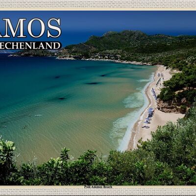 Cartel de chapa de viaje 30x20cm Samos Grecia Psili Ammos Beach