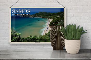 Signe en étain voyage 30x20cm, Samos grèce Psili Ammos Beach 3