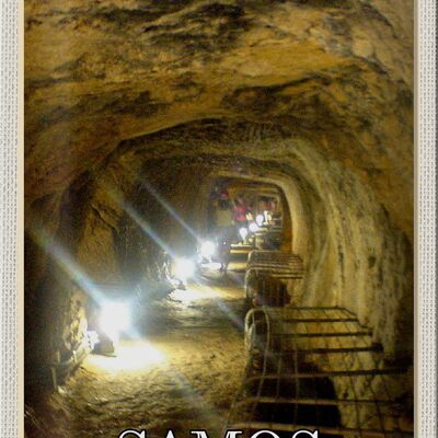 Targa in metallo da viaggio 20x30 cm Samos Grecia Tunnel di Eupalinos