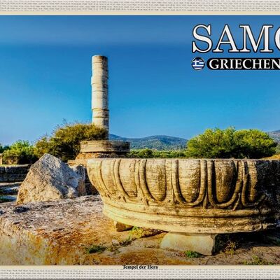 Targa in metallo da viaggio 30x20 cm Samos Grecia Tempio di Hera