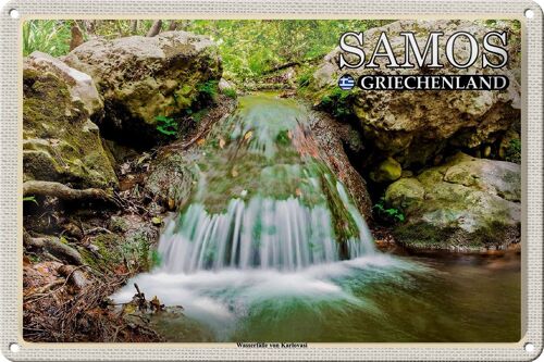 Blechschild Reise 30x20cm Samos Griechenland Wasserfälle Karlovasi