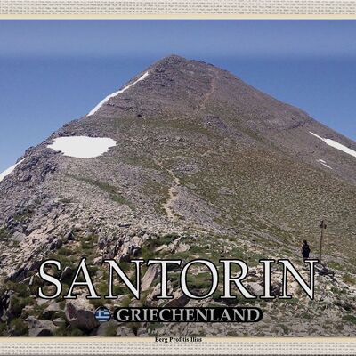 Cartel de chapa de viaje 30x20cm Santorini Grecia Montaña Profitis Ilias