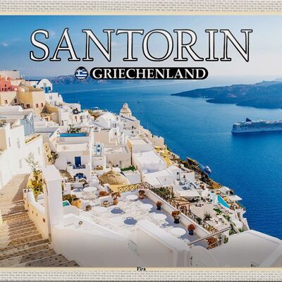 Cartel de chapa Viaje 30x20cm Santorini Grecia Fira Capital