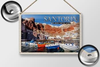 Plaque en tôle voyage 30x20cm Santorin Grèce port d'Ammoudi 2