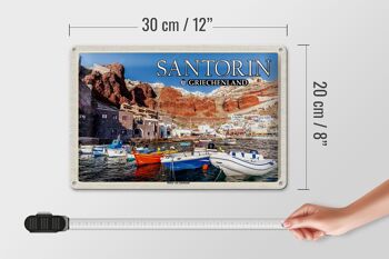 Plaque en tôle voyage 30x20cm Santorin Grèce port d'Ammoudi 4